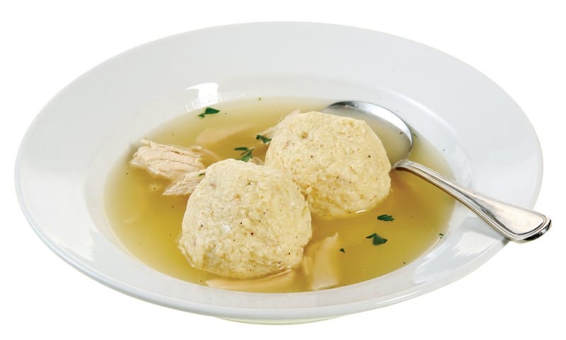 Matzo Soup in White Bowl Food Picture