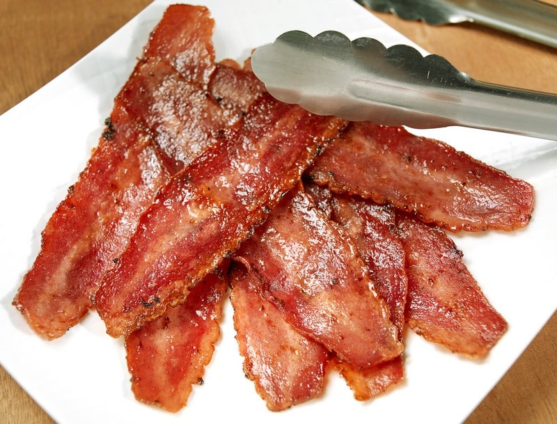 Freshly Cooked Turkey Bacon on Plate Food Picture