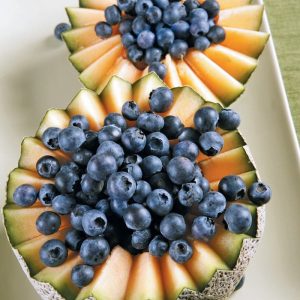 Fresh Cantaloupe Bowls with Blueberries Food Picture