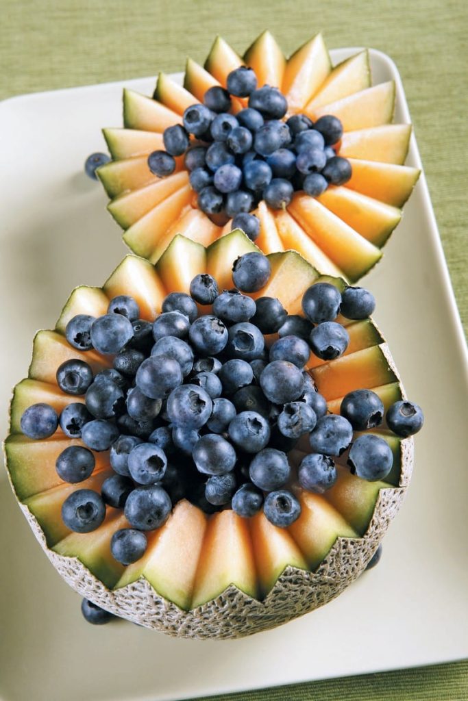 Fresh Cantaloupe Bowls with Blueberries Food Picture