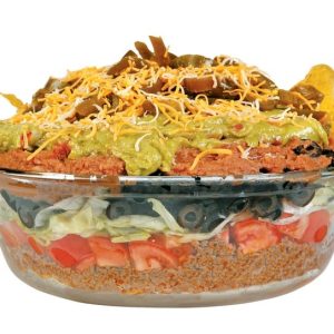 Mexican Layer Dip in Clear Dish Food Picture