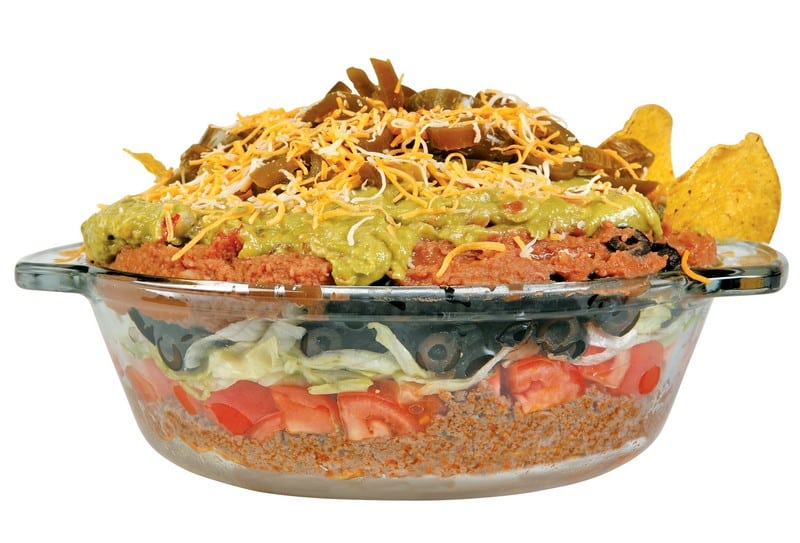 Mexican Layer Dip in Clear Dish Food Picture