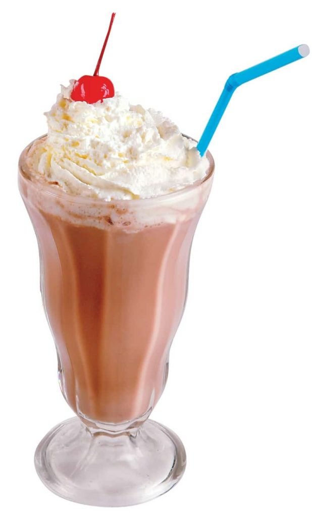 Chocolate MilkShake with Whipped Cream, Cherry, and Blue Straw Food Picture