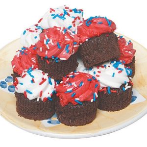 Mini Fourth of July Cupcake Assortment on Decorative Plate Food Picture