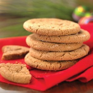 Molasses Cookies on a Red Cloth Food Picture