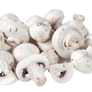 White mushrooms half and whole on white background Food Picture