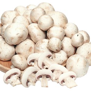 White mushrooms whole and sliced on wooden board Food Picture