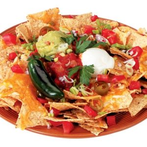 Nachos on Colorful Ridged Plate Food Picture