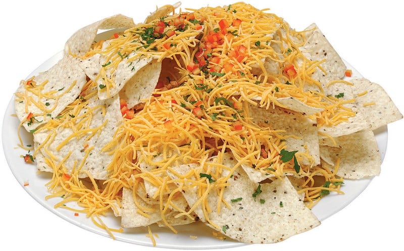 Nachos with Shredded Cheddar Cheese on a Plate Food Picture