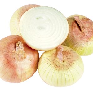 Whole and Cut Yellow Onions Isolated Food Picture