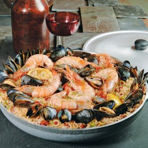 Paella in Silver Dish Food Picture