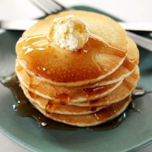 Warm Pancake Stack with Maple Syrup and Butter Food Picture