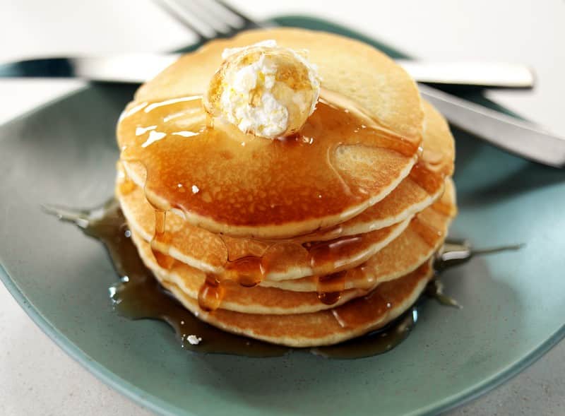 Warm Pancake Stack with Maple Syrup and Butter Food Picture