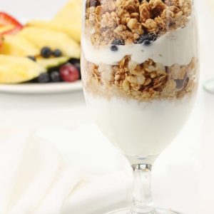 Fruit Yogurt Parfait in Clear Glass Food Picture