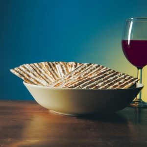Passover Dinner in Bowl with Glass of Wine Food Picture