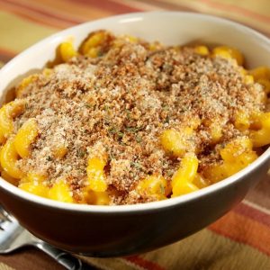 Bowl of Macaroni & Cheese with Breadcrumbs Food Picture