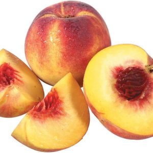 Two Loose Peaches One Cut Food Picture