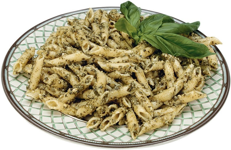 Pesto Penne Pasta on a Plate Food Picture