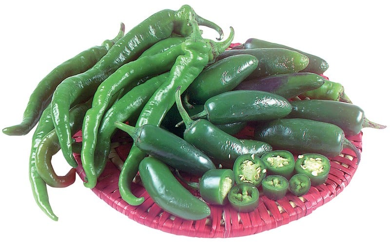 Jalapeno Peppers on Plate Isolated Food Picture