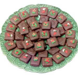 Christmas Petit Four Desserts on Green Leaf Plate Food Picture