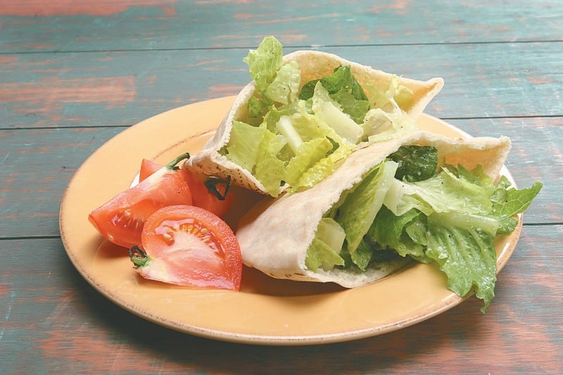 Pita Caesar Salad on a Plate Food Picture