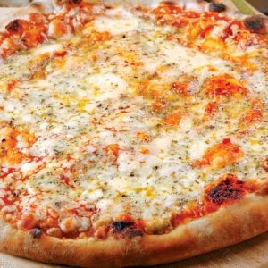 Cheese Pizza on Wooden Surface Food Picture