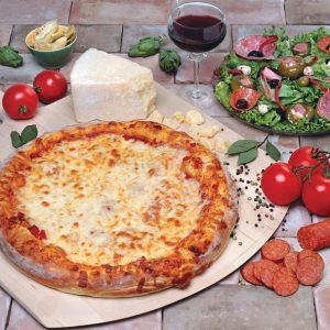 Cheese Pizza with Garnish and Side Salad Food Picture