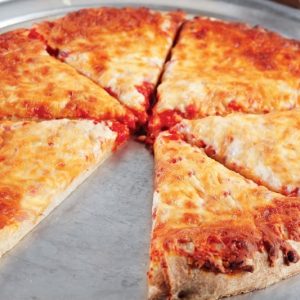 Cheese Pizza Sliced on Silver Tray Food Picture