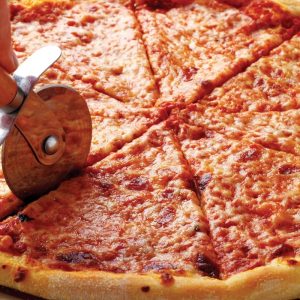 Cheese Pizza with Pizza Cutter Food Picture