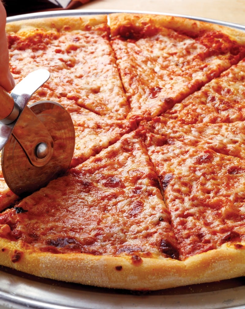Cheese Pizza with Pizza Cutter Food Picture