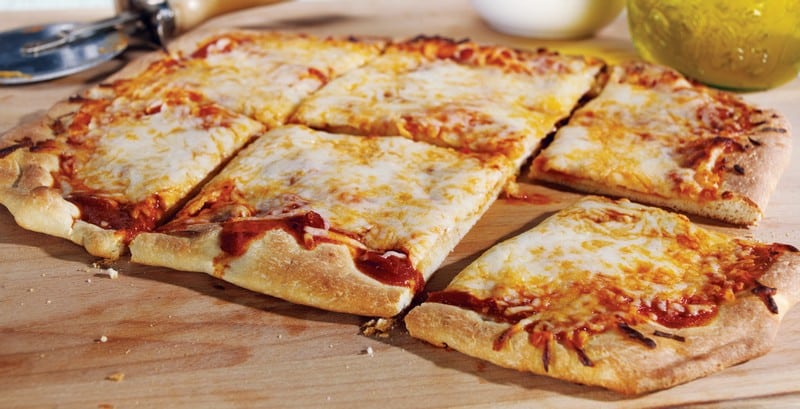 Sliced Cheese Pizza on Wooden Board Food Picture