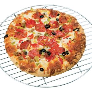 Deluxe Pizza with Toppings on Metal Grate Food Picture