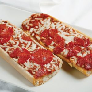 French Bread Pizza on White Plate Food Picture