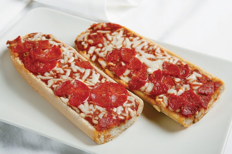 French Bread Pizza on White Plate Food Picture
