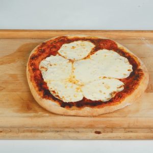 Fresh Mozzarella Pizza on Wooden Surface Food Picture