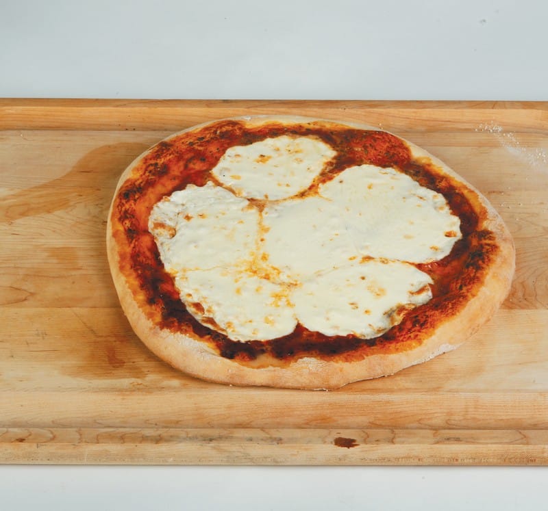 Fresh Mozzarella Pizza on Wooden Surface Food Picture