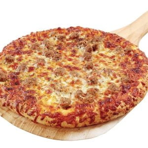 Meatball Pizza on Wooden Pizza Board Food Picture