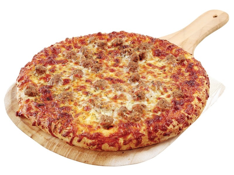 Meatball Pizza on Wooden Pizza Board Food Picture