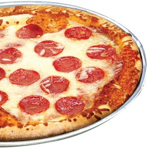 Pepperoni Pizza on Silver Tray with White Background Food Picture