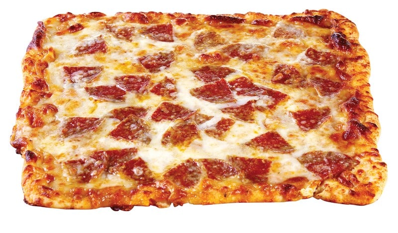 Square Pepperoni Pizza on White Background Food Picture