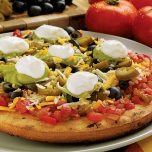 Taco Pizza on White Plate Food Picture