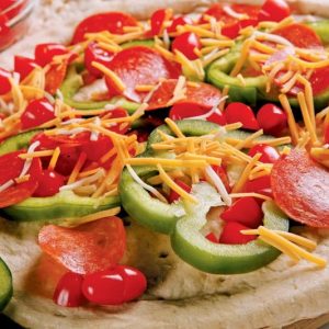 Uncooked Pizza with Toppings Food Picture