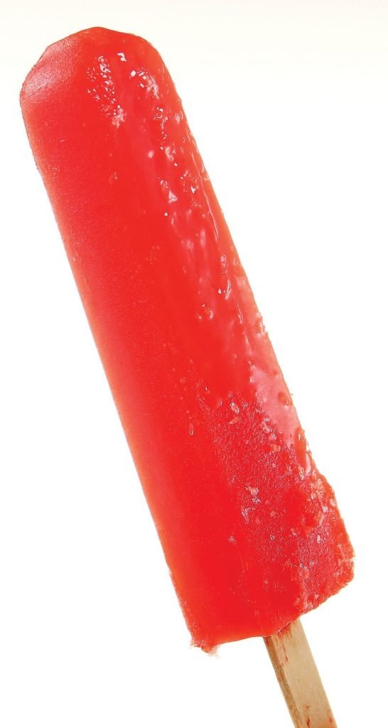 Single Cherry Popsicle on White Background Food Picture