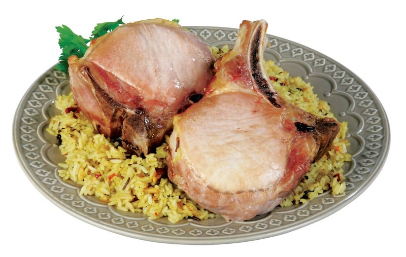 Pork Chops on a Plate with Rice Food Picture