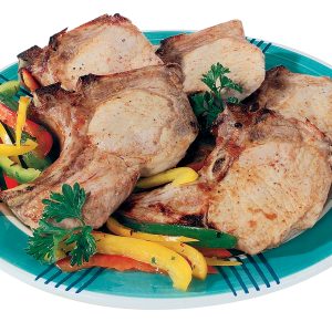 Pork Chops on a Plate with Peppers Food Picture