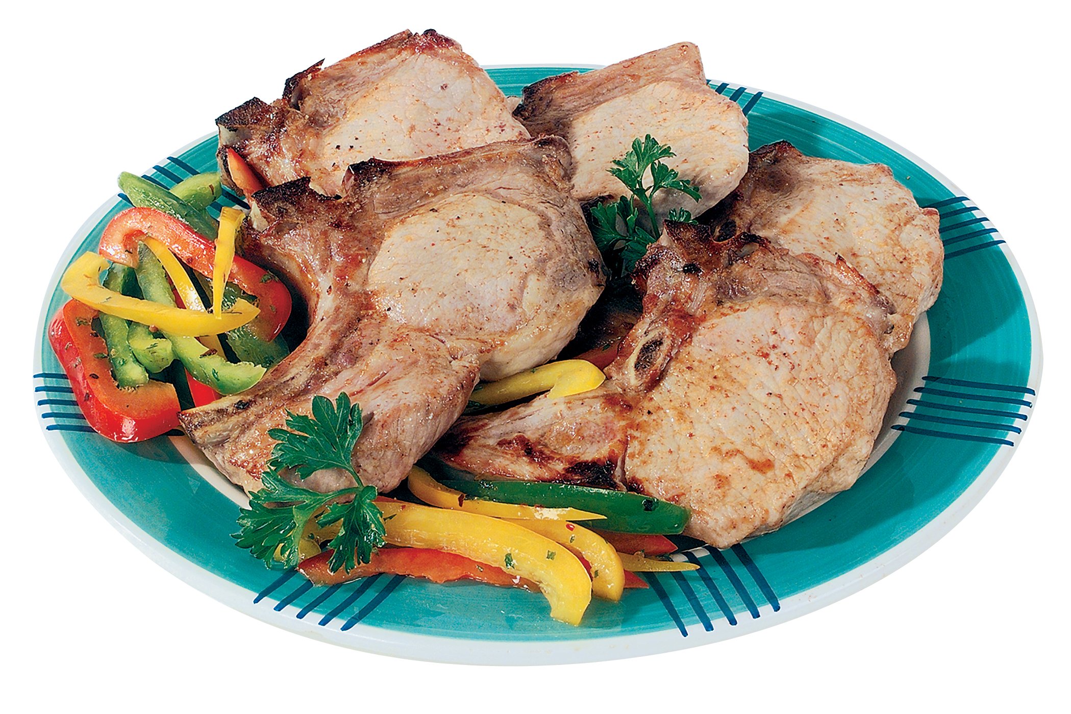 Pork Chops on a Plate with Peppers Food Picture