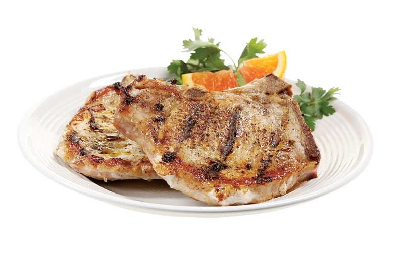 Pork Chops with Grill Marks on a Plate Food Picture
