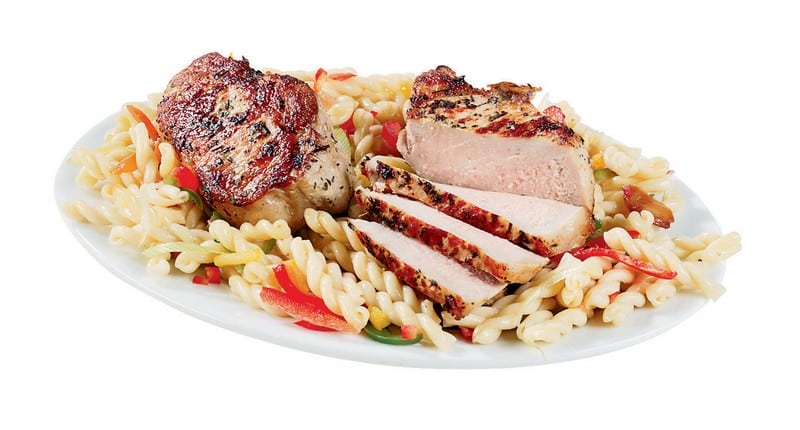 Pork Chops on a Plate with Noodles Food Picture