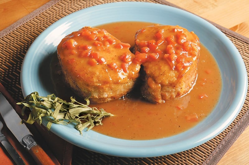 Pork Chops on a Plate with Sauce Food Picture