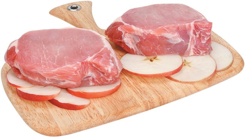 Raw Pork Chops with Apple Slices Food Picture
